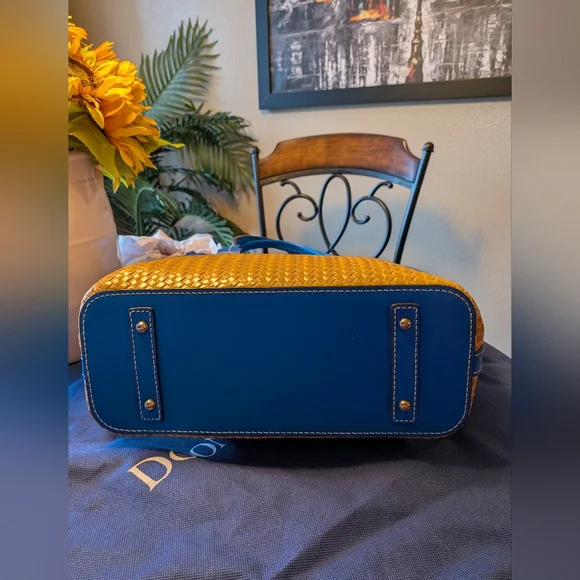 Dooney and Bourke Beacon Woven/Vachetta Tote Set in FRENCH BLUE - Picture 4 of 14